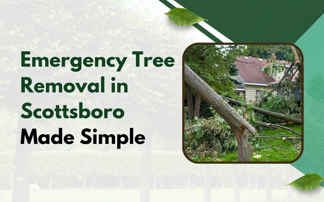 Large tree fallen on a Scottsboro home after a storm