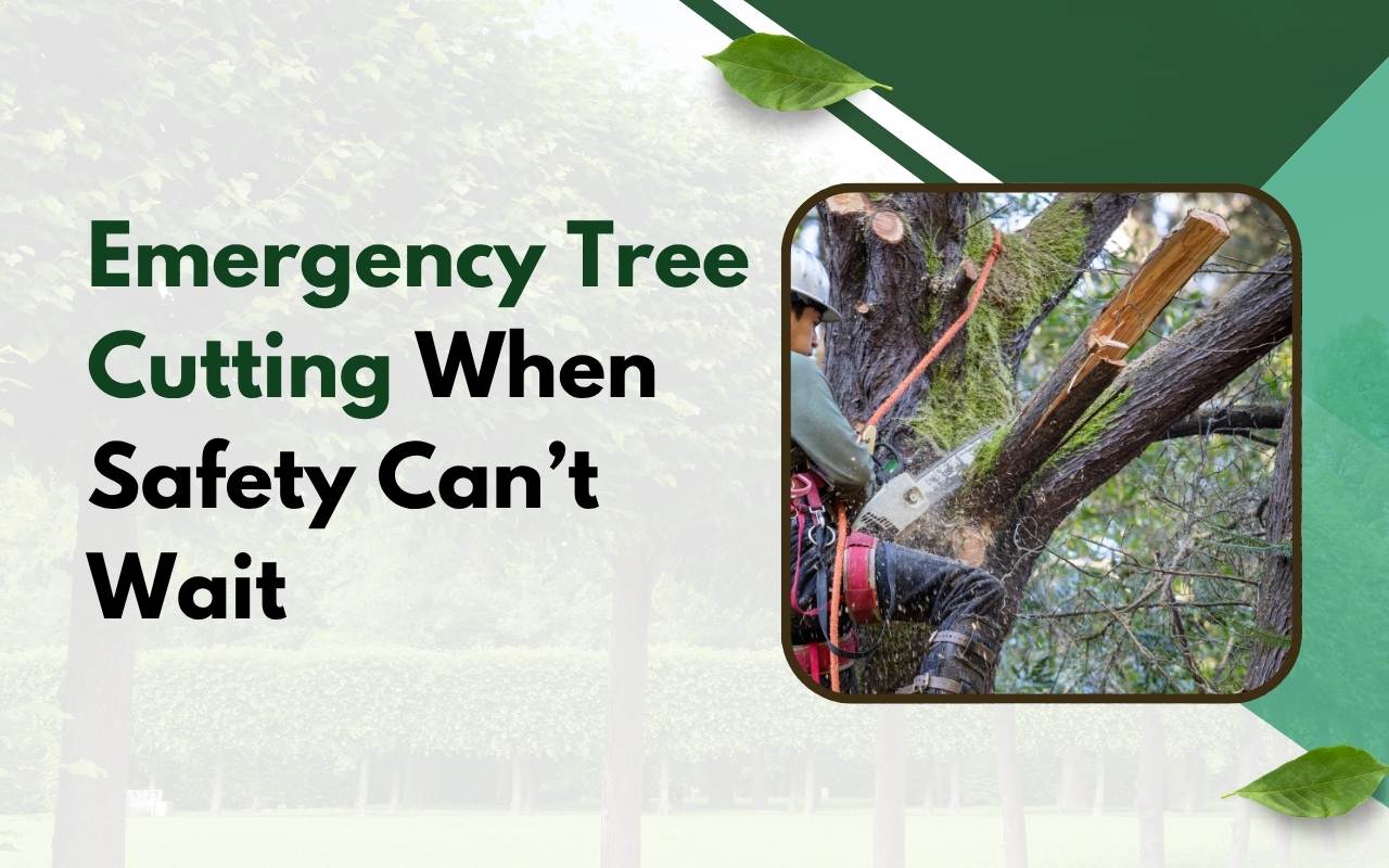 Professional tree cutting near a home