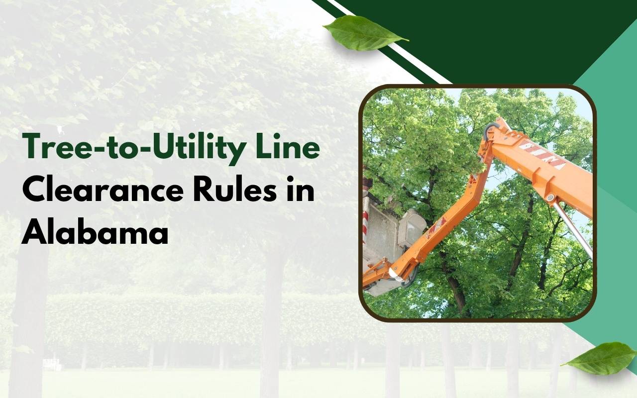 Arborist trimming following utility line clearance rules Alabama trees