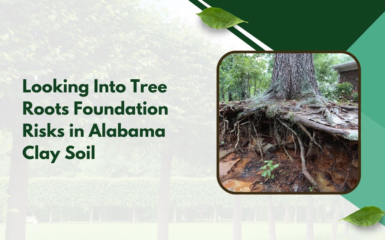 Tree roots foundation risks in Alabama clay soil near a home slab