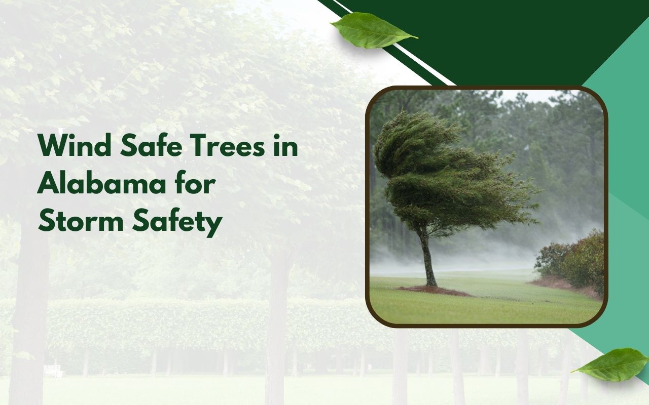 Wind resistant trees in Alabama planted with proper spacing for storm safety