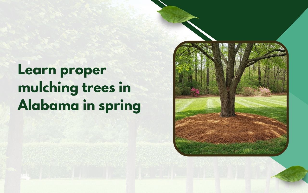 proper mulching trees in Alabama in spring around a healthy yard tree