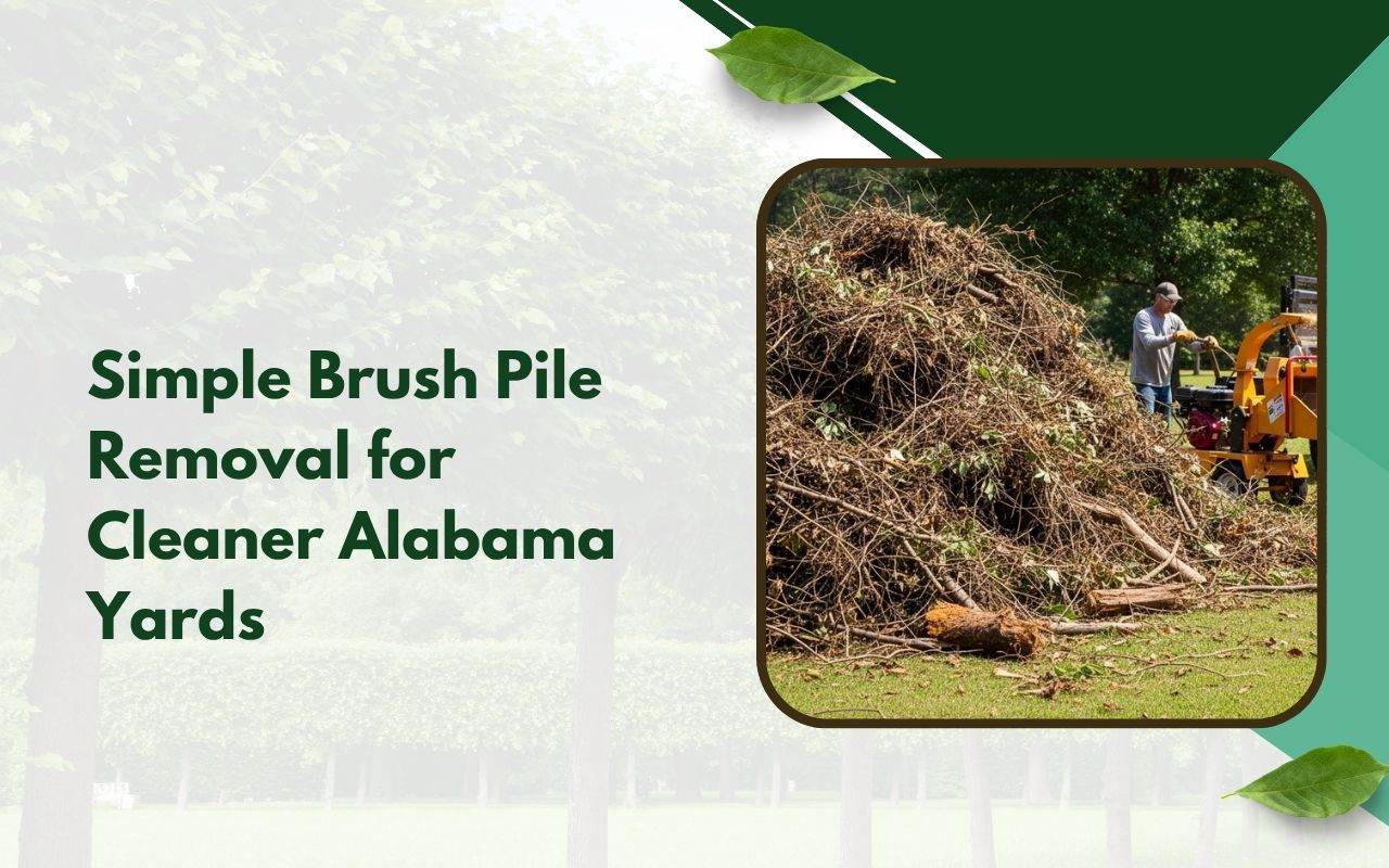 Branch hauling during brush pile removal in Alabama