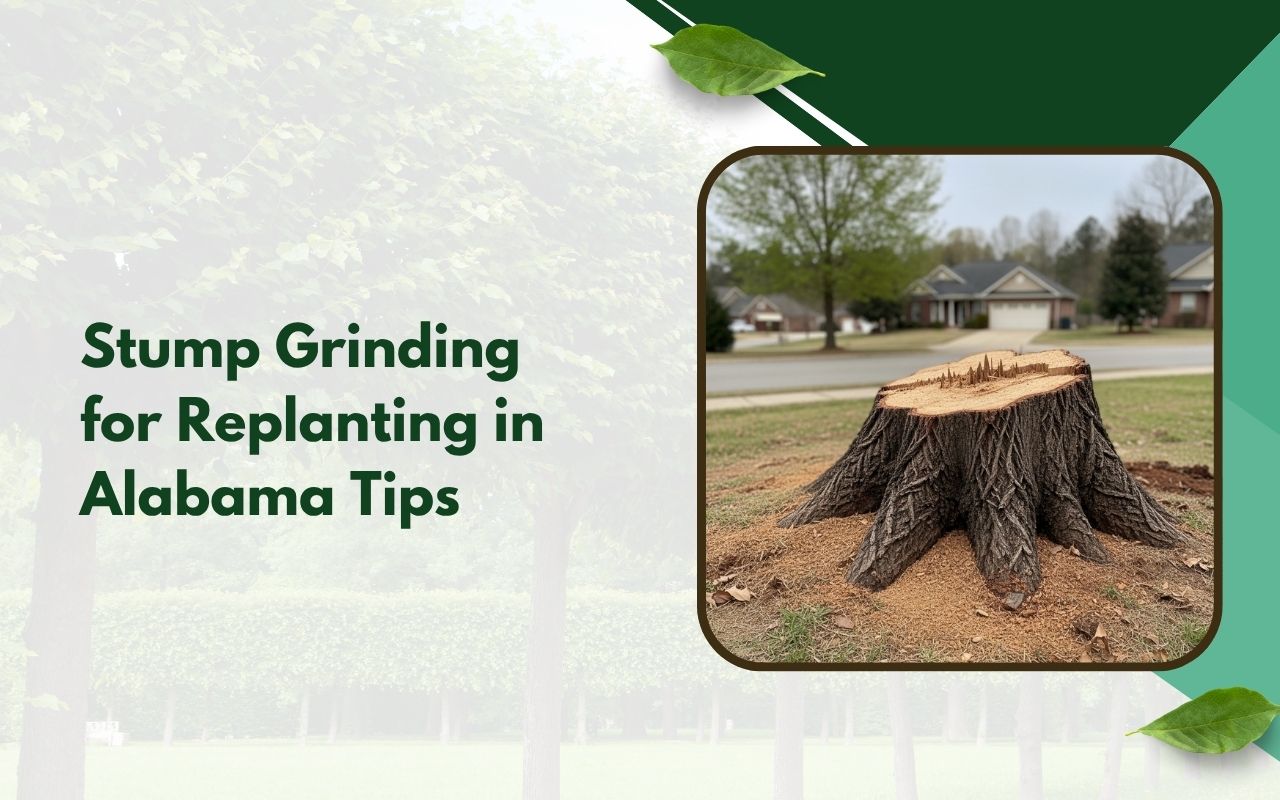 Root grinding during stump grinding for replanting in Alabama