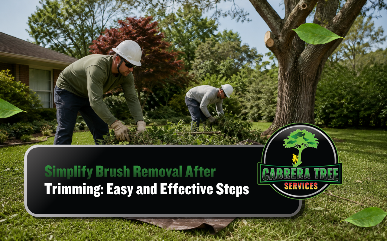 Brush removal after trimming in a residential yard in Madison